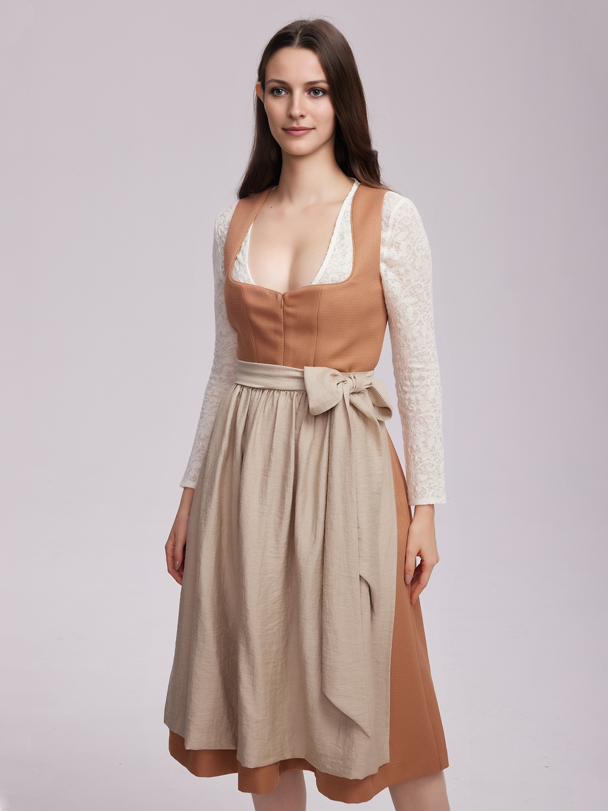 Dirndl in Orange und Schwarz – ein moderner Look für modebewusste Frauen